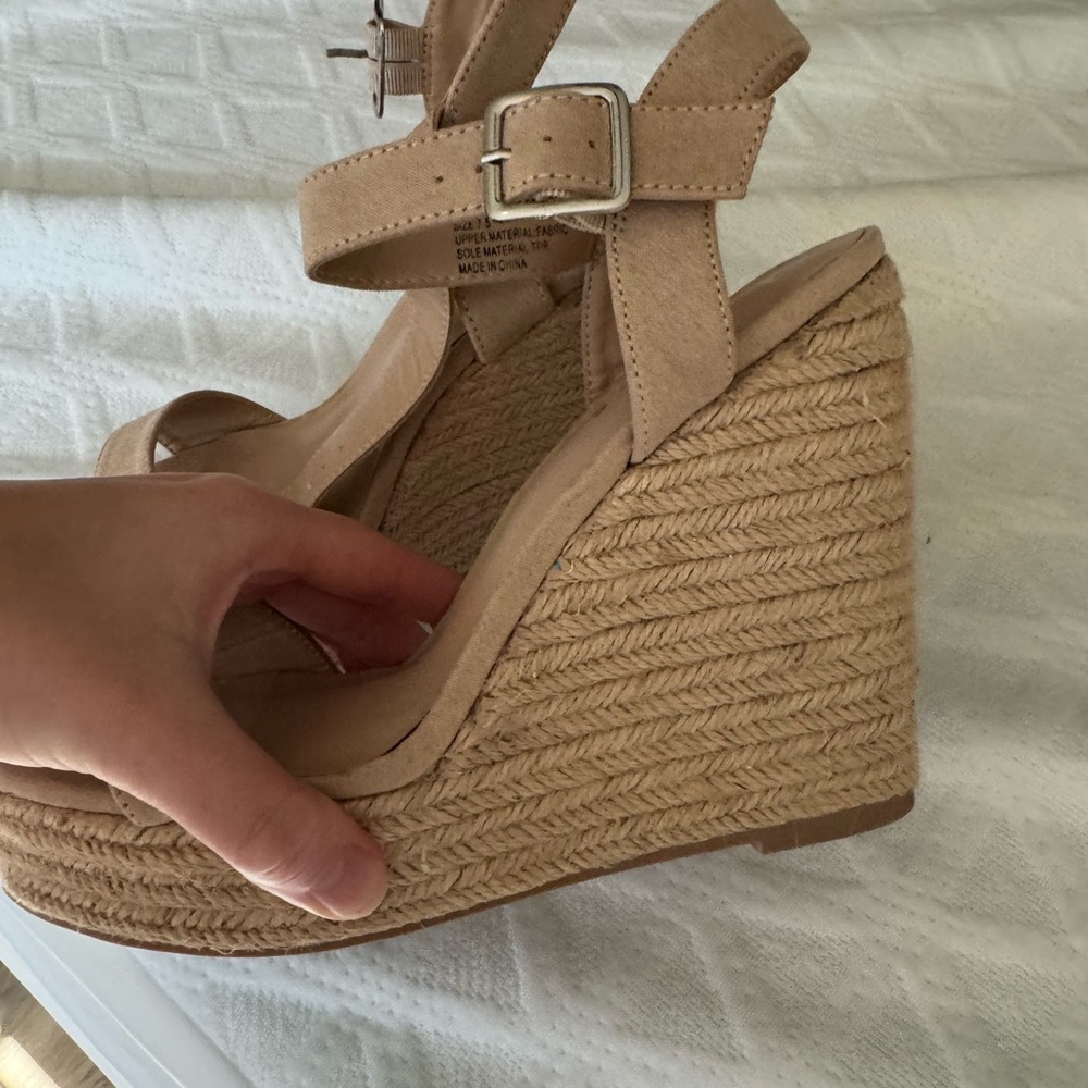 Beige Wedge Sandals with Ankle Strap Lulus